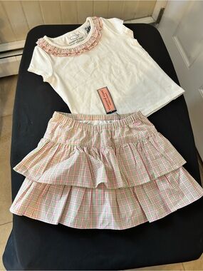 NWT Vineyard Vines Toddler Girls  Gingham Plaid Ruffle Skirt & Top Set/Size 3T